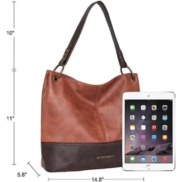 New Hobo Handbags for Women Vegan Leather Contrast Colors Top Handle Satchel Bag - Picture 11 of 16